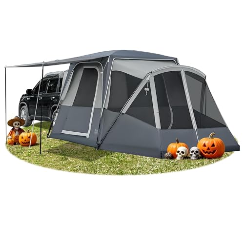 TIMBER RIDGE 5-9 Person SUV Tent with Screen Porch and Awning for Family Camping, Weather Resistant and Portable Van or Car Tent, Includes Rainfly and Storage Bag, 13' W X 10' L X 7.1' H, Grey