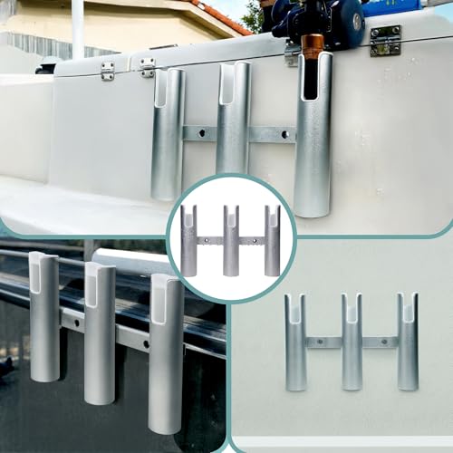 Suporte de vara de pesca de alumínio, suporte de vara de 3 tubos, suporte de vara montado na parede