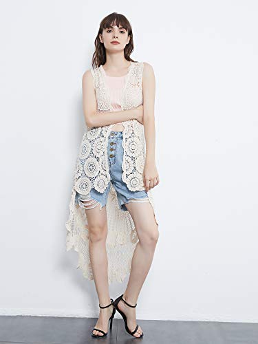 Anna-Kaci Womens Hippie Bohemian Floral Crochet Lace Trim Sleeveless Vest Cardigan4