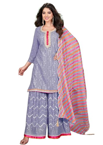 Costume de travail brodé Sharara 13666 en Georgette premium