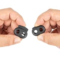 Kordel Stopper, 2-Loch, 10 Stück, Schwarz, für bis Ø 4 mm Kordeln, Band Klemme Jacke, Bekleidung, Rucksack, Gummikordel Stopper, Schnellverschluss Schnürsenkel, Schnur Rutsche, Tanka Kordelstopper – Ansicht 8