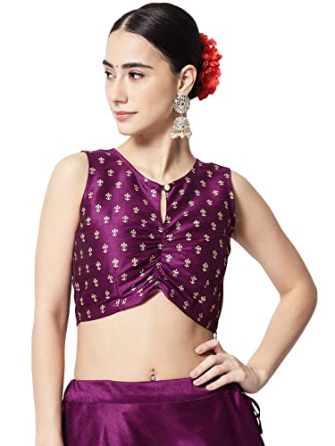 Image of studio rasa Women's Dupion Hand Block Printed Readymade Top for Festive Wedding Party