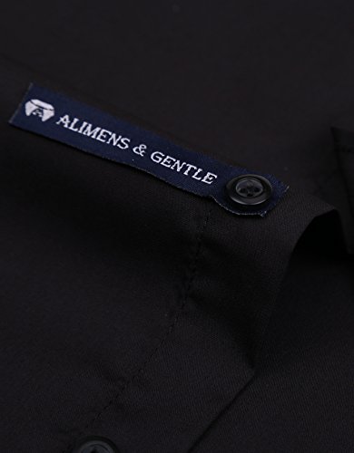Alimens & Gentle French Cuff Regular Fit Dress Shirts (Cufflink Included) Black - Thumbnail 3