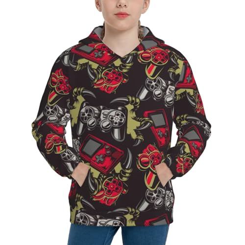 Vintage Gaming Kid Hoodies Boys Sweatshirts Girls Pullover with Pocket - Main Image