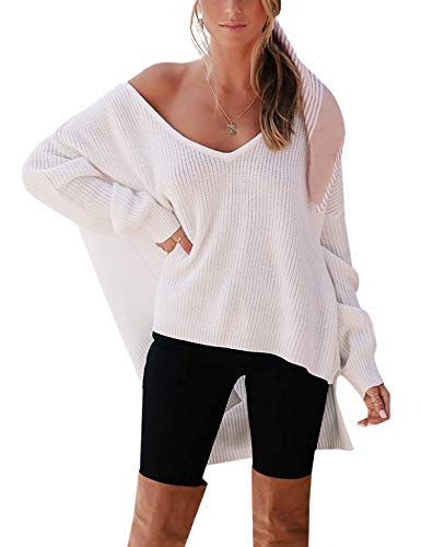 Bonkwa Pull Femme Pull de Couleur Unie à col Cover