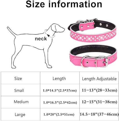Rhinestone Dog Collar Adjustable Cute Dazzling Sparkling Soft Leather Dog Collar Crystal Diamond Pet Dog Puppy Collar l Hot Pink  Cucciolini Doodles Rhinestone dog collar adjustable cute dazzling sparkling soft leather dog collar crystal diamond pet dog puppy collar l hot pink   cucciolini doodles