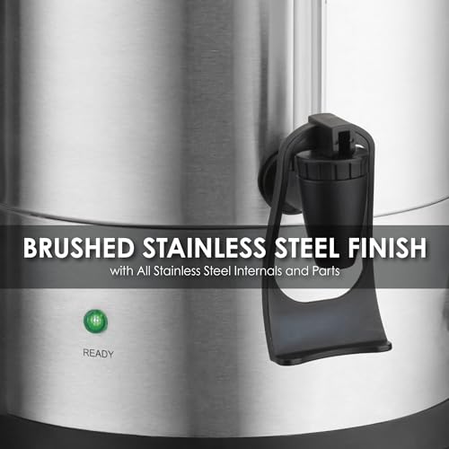 Image of Waring Coffee Urn with 55 Cup Capacity Stainless Steel Electric Percolator | 55 Cup Capacity Stainless Steel Electric Percolator, Dual Heater System for Commercial Kitchens & Catering, NSF Certified