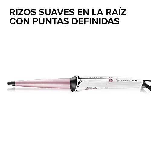 Bellissima GT15 200 Hierro Rizador, Revestimiento de Cerámica, para hacer Rizos suaves, estrechos y definidos, Temperatura 150°C / 210°C, cono 18/25 mm, Guante Térmico, adecuado para todo el cabello