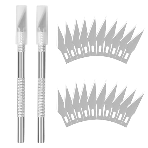 DealKits 2 Kits Ensemble Scalpel, Precision Cutter Scalpel avec 20 lames, Couteau pour Loisirs Créatifs, Cutter de précisioncouteau artisanal pour...