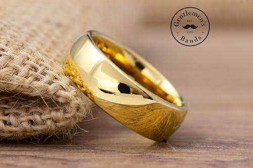 Gentlemen's Bands Stoic Men’s Tungsten Carbide Wedding Band 7mm Gold Polished Domed Ring Comfort Fit | Scratch Resistant Durable Mens Wedding Ring | Classic Gold Band for Men Engagement Anniversary - Image 3