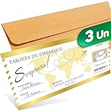 Cheerset - Regalo viaje sorpresa - Tarjeta viaje sorpresa - Tarjeta rasca regalos para viajeros tarjeta embarque regalo personalizable - Regalo pareja, Regalo romántico (3 unidad, Español)