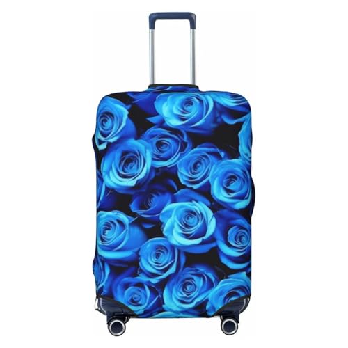 Blue Rose Print Luggage Suitcase Covers Elastic Washable Luggage Protector Luggage Covers For Suitcase