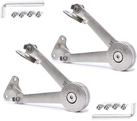 Lid Stay Hinge in Satin Nickel MOYODOR Folding Lid Hinge with Soft Close, Perfect for Toy Box/ Kitchen/Wardrobe/Cabinet Door , 35lb (Modern Style 1pair)