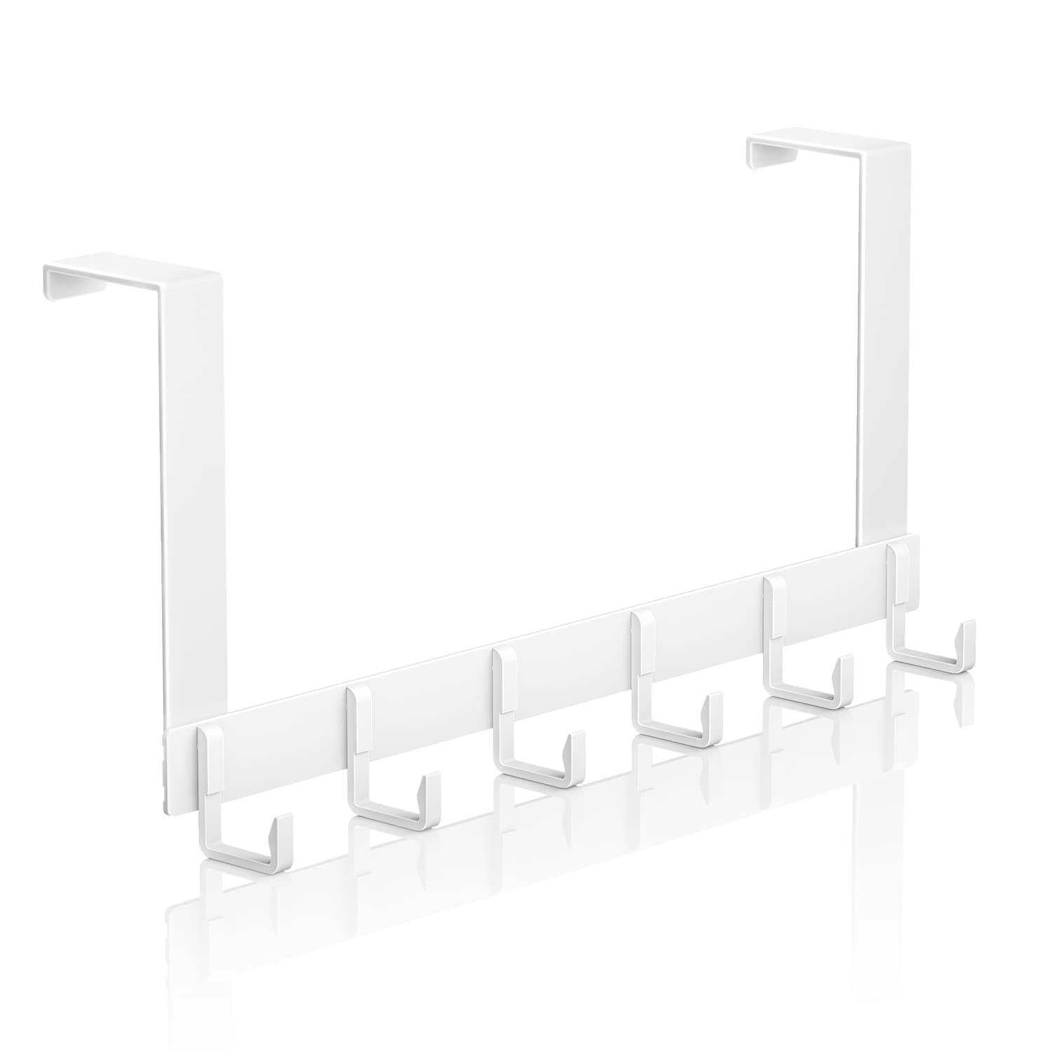 Over Door Hooks 5 Hooks Coat Clothes Storage Rack Wall Hanger (6 Hook (White))