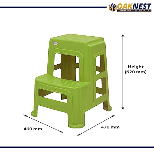 Image of Oaknest Unboxing Furniture Supreme 2-Step HeavyDuty Plastic Multi Purpose Stool for Home,Office and Kitchen Use (Color: Mehndi Green|Count: 4 Pc)