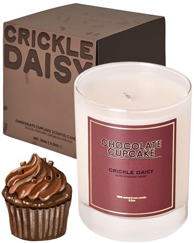 Crickle Daisy Vela 'Chocolate Cupcake', cera de coco 100 % natural, combustión limpia, 14 horas, hecha a mano en Los Ángeles, aroma de cupcake de chocolate dulce con notas cremosas de cacao dulce, 6.5