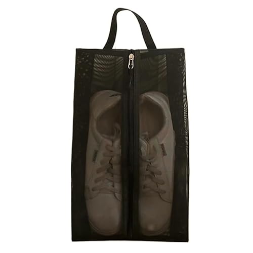1/2pcs Nylon Travel Shoe Bags with Zipper Closure for Men Women Breathable Shoe Organize Storage Bags Makeup Laundry Bag(Black,2