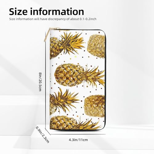 Gold Glitter Pineapples Fruit Printed Long Wallet for Women Men Cute Coin Purse with Card Holder4