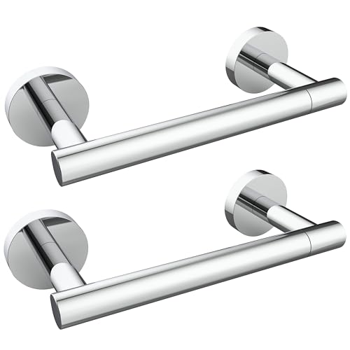 Image of RARXTR Toilet Paper Holder Chrome SUS304 Stainless Steel Double Post Pivoting Polish Chrome Toilet Paper Roll Holder Wall Mounted Toilet Tissue Holder for Commercial Bathroom RV, Polished, 2 Pack