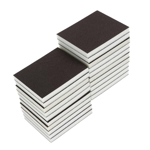 STOBAZA Ergonomic Hand Sander Block 20pcs Sanding Sponge Pads Fine Grit for Woodworking Drywall Metal