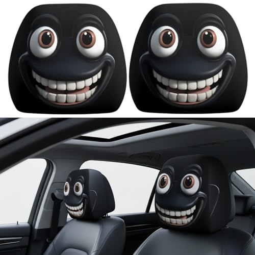 ZVBRSKM 2 Stück Kopfstützenbezüge Lustig, Auto Deko Innenraum, Schwarze Witzige Kopfstützenbezüge, Auto Zubehör Lustig, Auto Kopfstützenbezug Lustig