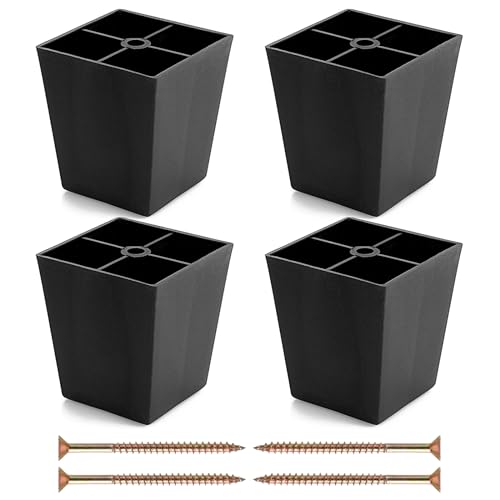 JuxYes 4 PCS Furniture Legs 3 inches Sofa Legs Chair Legs Couch Legs Cabinet Legs Solid Plastic Furniture Replacement Feet for Armchair,Coffee Table,Nightstand, Dresser, Black by JuxYes - Used condition - CA$14.07