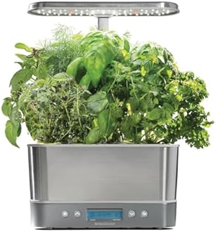 AeroGarden Harvest Elite Indoor Garden Hydroponic System with LED Grow Light and Seed Kit, Holds up to 6 Pods, Stainless Steel