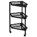 Plast Team Badrollwagen mit 3 Etagen Eckregal Rollwagen Aufbewahrungsregal Badezimmerregal Küchenregal Schwarz