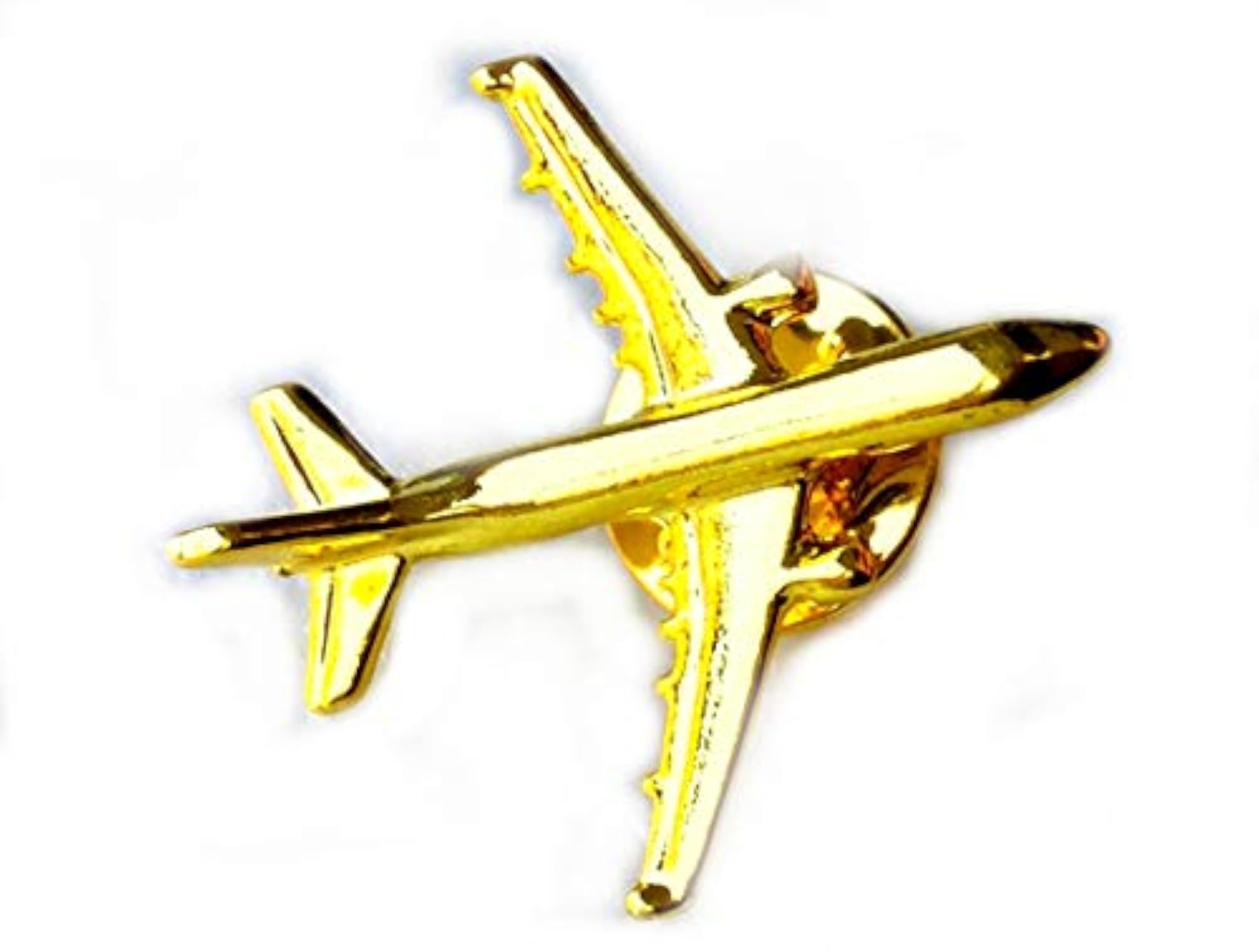 Gold Aircraft Lapel Pin with Butterfly Clasp