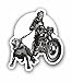 AMA SHOP Adesivo Sagomato Teschio Motociclista con Pitbull | Adesivi per Auto | Sticker per Casco, Moto, Camper | Adesivo in PVC con bordo bianco per Decalcomania Parete, Murale