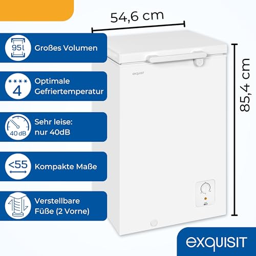 Foto von Exquisit Gefriertruhe, 95 Liter, 4-Sterne-Gefrieren, Gefriertruhe klein, Tiefkühltruhe, 55 cm breit, GT5100-010E weiss
