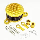  Kit de sistema de filtro de admisión de filtro de aire dorado compatible con Harley Sportster XL883 XL1200 1988-2015