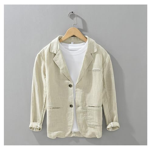 Men's Cotton-Linen Coat Casual Blazer Two Buttons Lightweight Sport Coat Lapel Collar Jacket2