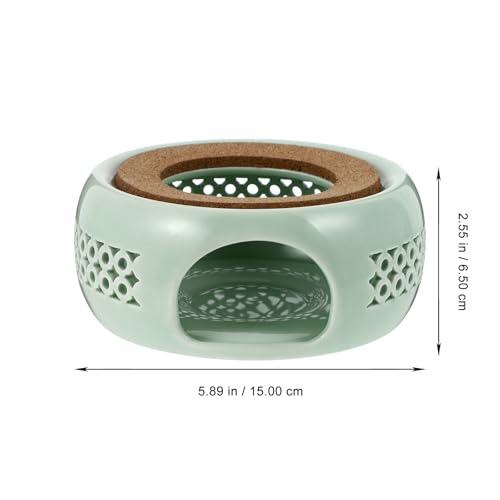 Chauffe-théière en céramique vintage de qualité supérieure à surface lisse verte