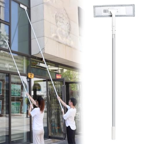 LZMZMQ High Rise Window Cleaning Kit with Adjustable Angle Head, 4 10 12 18 22 FT Windows Washing Pole for Roof Attic Signboards, Housekeeping Service Glass Cleaner Tool(4.1m (13.5 ft))