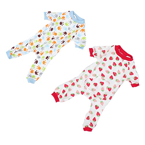 LIOOBO 2個 ペットパジャマ 犬 キット おもちゃ チワワ わんわん 家庭用ペットジャンプスーツ ペット用コットンジャンプスーツ ペットの寝間着 ペット寝間着 通気性の良い4本足の服