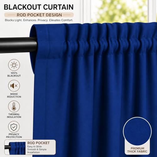 Image of Valance Blackout Rod Pocket Pattern Curtain Pack of 1 Piece, Kitchen Curtain | 3 Feet - Blue