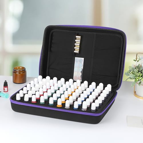 ELLDOO Alcohol Ink Storage Carry Case, Fits up to 70 Bottles, Alcohol Ink Case Miniature Paint Carry Organizer for Ink and Paints with Foam Insert and Inner Storage Pocket, Purple (Ink not Included) by ELLDOO - Image 9