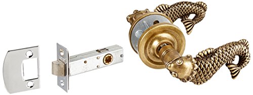 Vicenza Designs DHPA8006R-AB Pollino Passage Right Koi Door Handle, Standard, Antique Brass