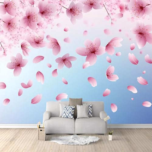 Papier peint botanique bleu 400x280 cm pour agrandir un salon ou une chambre sombre