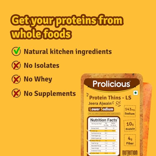 Image of Prolicious High Protein High Fiber Jeera Ajwain Chips | No Plam Oil | Low Salt | Ideal for weightloss & PCOS | Healthy Snack | 50g each, Pack of 3
