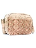 Portuguese Cork Crossbody Bag, Natural Cork Material with Mosaic Pattern, Adjustable Strap, Water-Resistant, 8.66 x 5.9 x 2.75 Inches, Handcrafted in Portugal