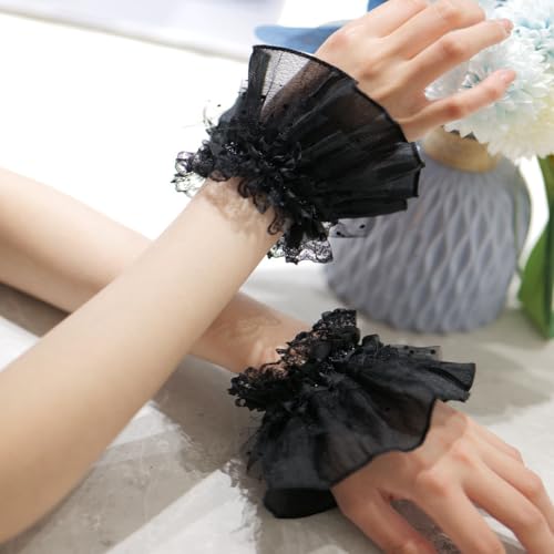 AUOCATTAIL wrist sleeves Lace Fingerless Glove Bridal Cuffs for Women Girls Wedding Party Costume Accessories4