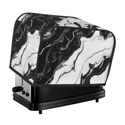 2 Slice Toaster Cover for Large Toasters Marble Black White Liquid Abstract 11.4 x 7.9 x 7.5 Inches Kitchen Appliance Dust Cover with Pockets