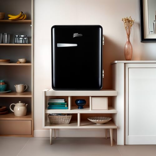 Miniatura 6 de H.Koenig Mini Bar Vintage 31l Toad9, Mini Nevera Compacta, Alimentos, Bebidas, Cosméticos, Diseño Vintage, Temperatura Regulable 6 -15 C, 24 Db, Negro