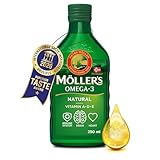 Moller’s ® | Huile de foie de morue oméga 3 | Compléments alimentaires oméga-3 avec EPA, DHA, vitamines A, D et E | Prix Superior Taste | Marque vieille de 166 ans | Neutre | 250 ml