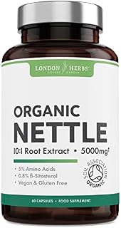 Organic Stinging Nettle Root Capsules 5000mg of Powerful 10:1 Nettle Root Extract. Urtica Dioica - one of The Best Prostate Supplements for Men with beta sitosterol. No Fillers & BioPlastic Packaging