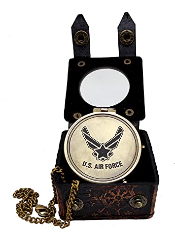 Brújula Militar de Latón Grabada US Air Force con Estuche de Cuero miniatura 7