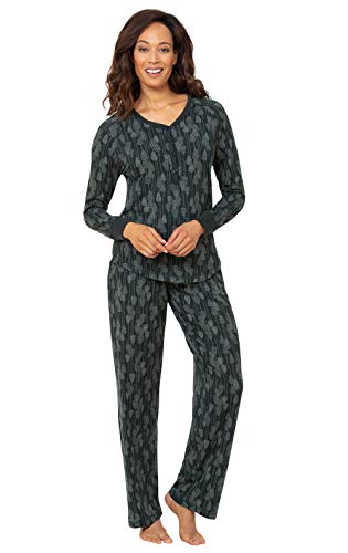 Addison Meadow Ladies Pajamas Sets - Womens Pjs Sets Long Sleeve, Green, XL