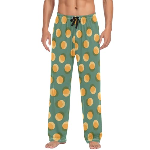 Mens Pajama Pants Yellow-green Polka Dot Lounge Pants with Pockets,Elastic Waist Sleep Bottoms-S